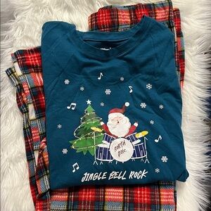 🆕Jammies For Your Families Men’s Pajamas “Jingle Bell Rock” Plaid 2 Piece Size L